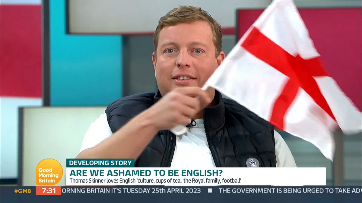 'I am proud to be British' 'Let's get a new flag because that one is outdated.' Narinder Kaur Thomas Skinner ⚒ has claimed that he’s 'proud' to be English after receiving criticism for his post on Twitter celebrating St George’s Day. Are we ashamed to be English?