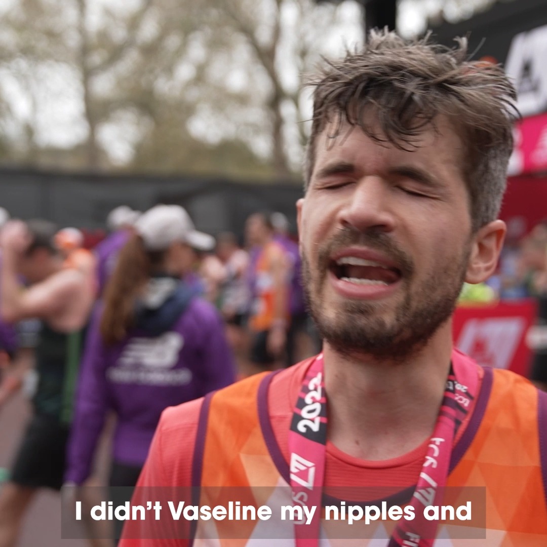 "I didn't vaseline my nipples. The first third was chafe city" 🤣 We've all been there, Ivo Graham 😖 Congratulations and we hope you're recovering well from Sunday! #LondonMarathon #WeRunTogether