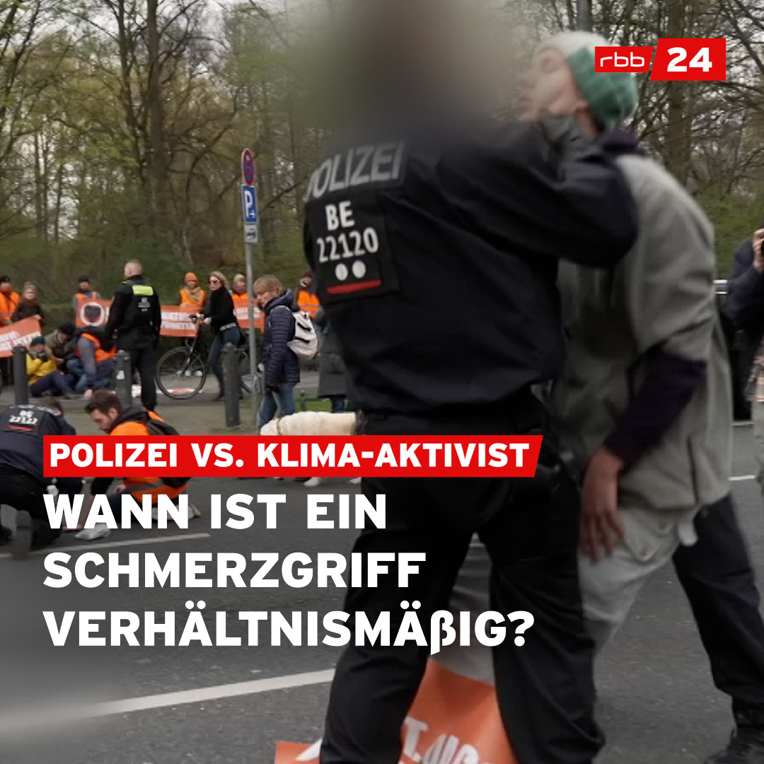 Das Video hat in den letzten Tagen für Aufregung gesorgt: Ein Polizist wendet einen Schmerzgriff bei einem Klima-Aktivisten an, um ihn von der Straße zu bekommen. Legal ist das, aber auch verhältnismäßig? Ein Rechtswissenschaftler schätzt die Situation ein. #Berlin