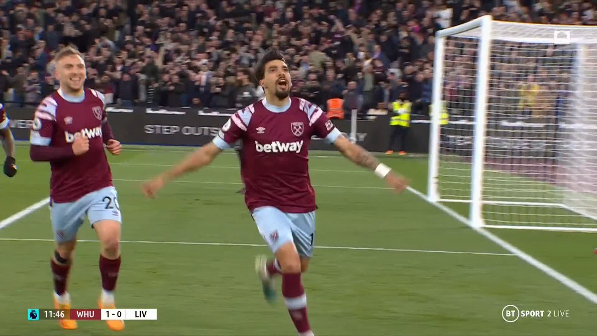 3 goals in 3 games 💥 Lucas Paquetá fires West Ham into the lead against Liverpool 🇧🇷