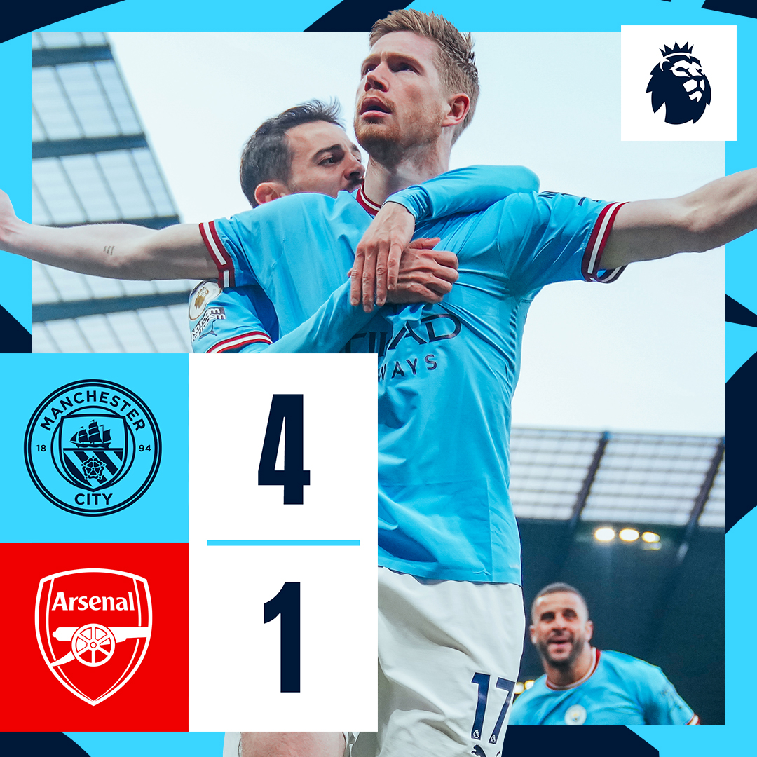 Goals from De Bruyne, Stones and Haaland put Arsenal to the sword in Premier League title clash! 💪 Here's how it happened 👇