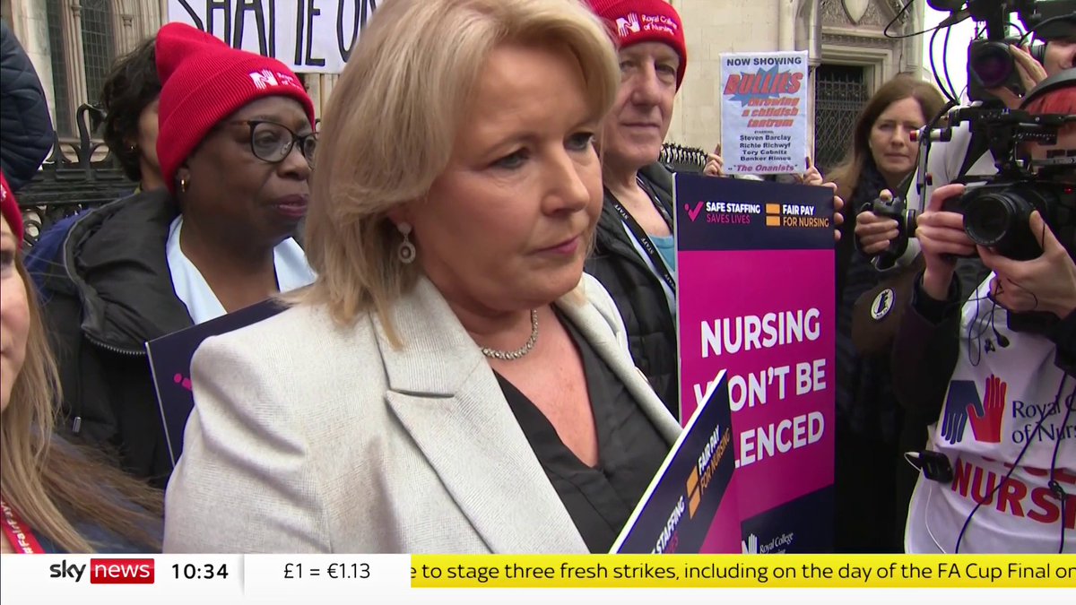 BREAKING: RCN General Secretary Pat Cullen speaks outside the High Court as ministers take the union to court to stop strike action this weekend Nurses are being "dragged by the courts by the least trusted group in England." 📺 Sky 501 and YouTube