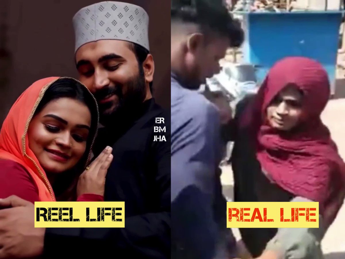 What they show: Happy marriage between Hindu girl and Muslim boy promoting love jee-had. What they do: Thrash a Muslim girl black and blue for roaming with a Hindu boy.