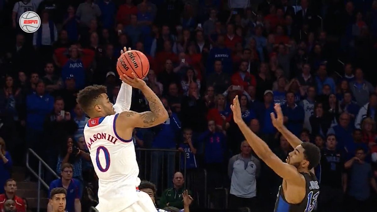 Two iconic shots vs. Duke. You can only vote for one. First Round of the Truity Credit Union Best Play of the Coach Self Era bracket: #6 Frank Mason game-winner in Champions Classic (2017) #11 Svi Mykhailiuk game-tying three leading to OT win in Elite Eight (2018)