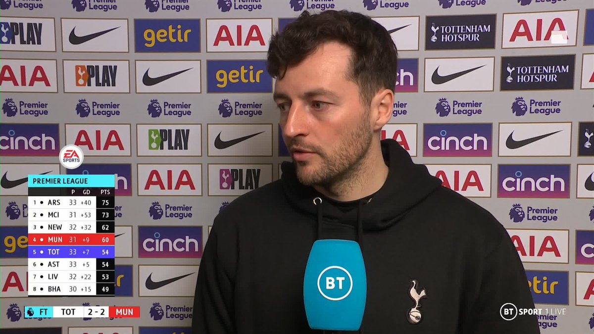 "I hope our fans felt that we were a team today" "I know I have men in this team" "I was a player here I know what it's like when the fans are with us" Ryan Mason gives his verdict on Spurs' comeback 💭 🎙️ Des Kelly