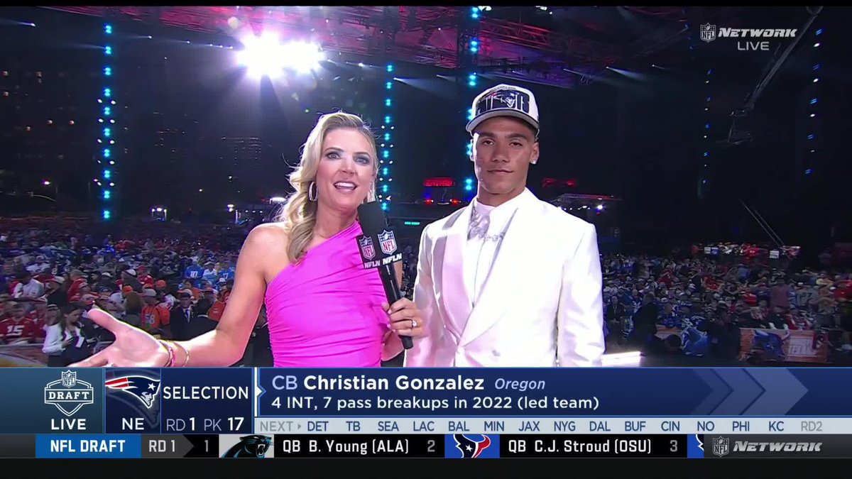 Christian Gonzalez finally shows melissa stark what is on the inside of his jacket 🇨🇴 #NFLDraft