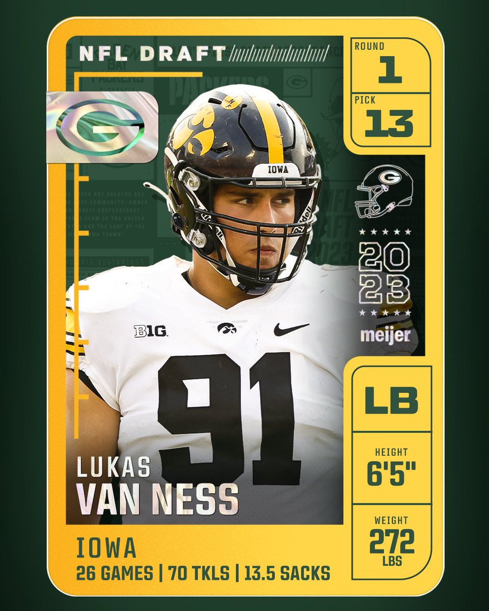 A pass rusher for the Pack in Round 1. Lukas Van Ness 😤💪 #PackersDraft | Meijer