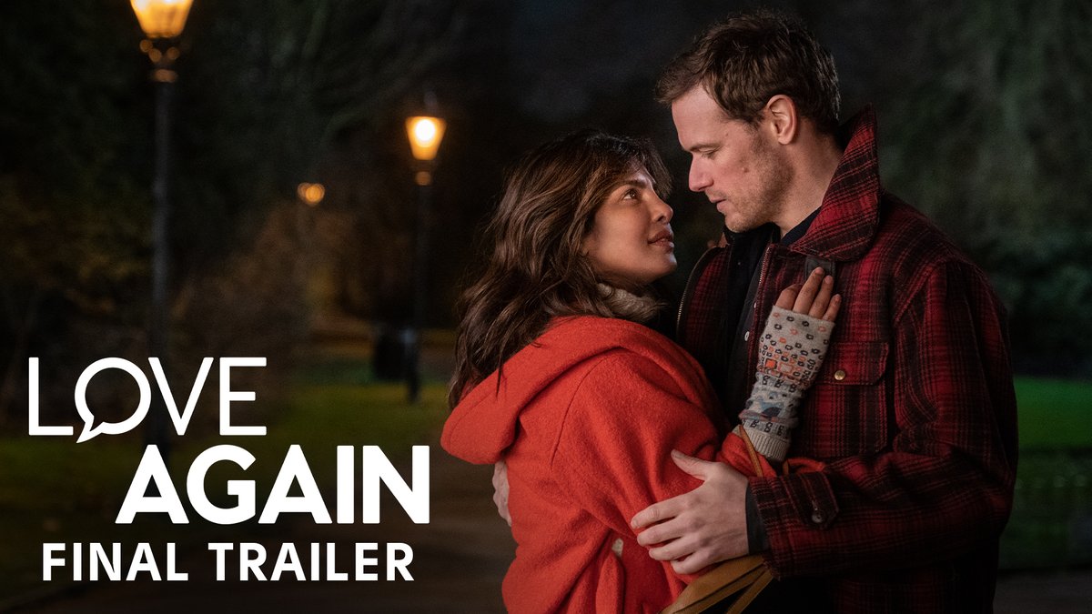 Fall in Love Again with a rom-com made for the big screen! 💕 Watch the final trailer now. In one week, #LoveAgainMovie starring @PriyankaChopra and Sam Heughan, with 5 new songs from @CelineDion is exclusively in movie theaters. Get tickets: