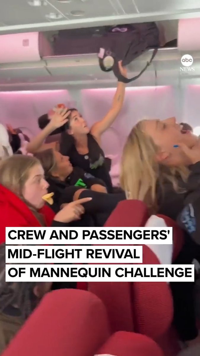 BRINGING IT BACK: This dance team got nearly everyone on board their flight to take part in a picture perfect revival of the mannequin challenge.