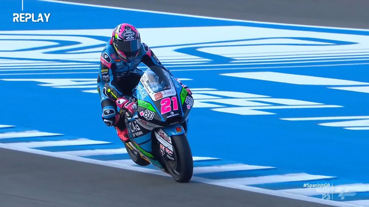 Stop it, stop it! 🛑 Alonso Lopez struggles to make it into the first turn but he is safe in sixth so far! 👊 #SpanishGP 🇪🇸