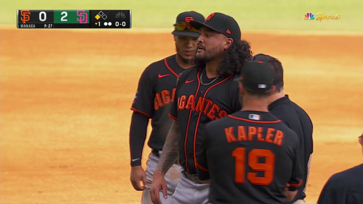 Sean Manaea stayed in the game after taking a liner off the leg