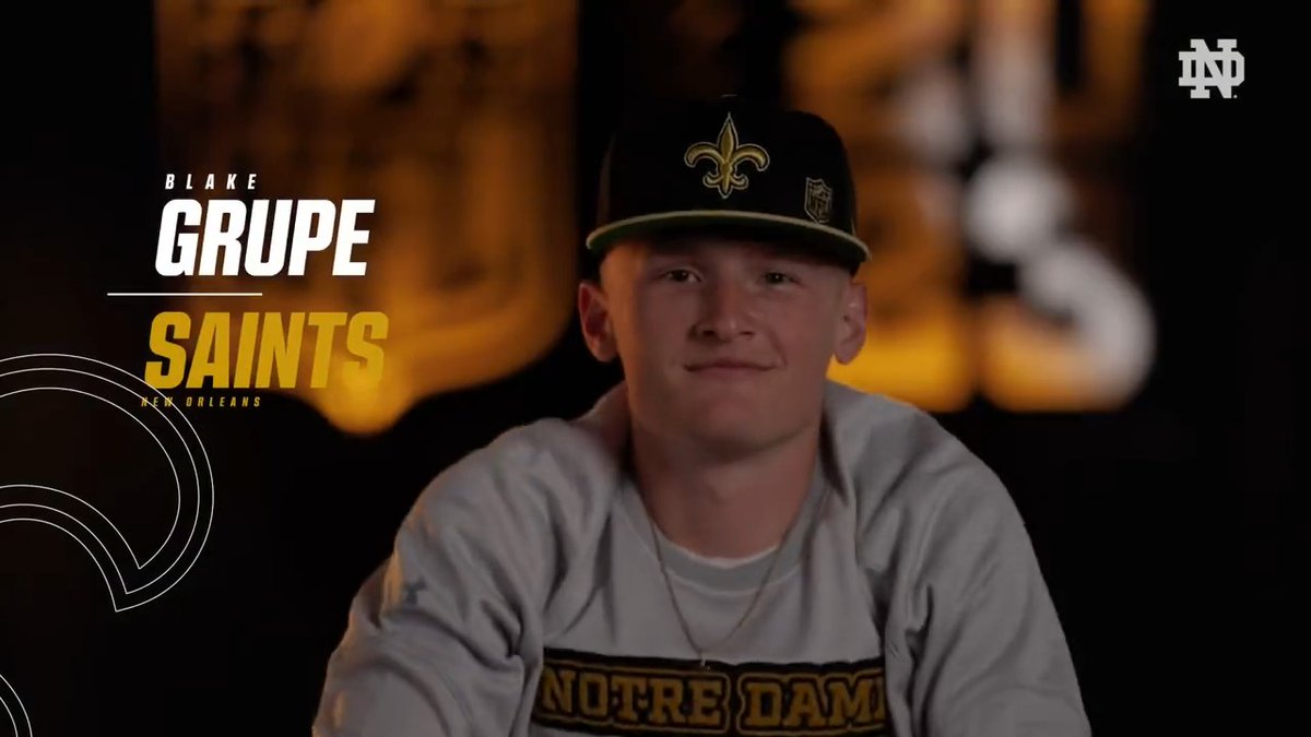 Another Notre Dame man is Big Easy bound. Blake Grupe 🤝 New Orleans Saints #GoIrish☘️