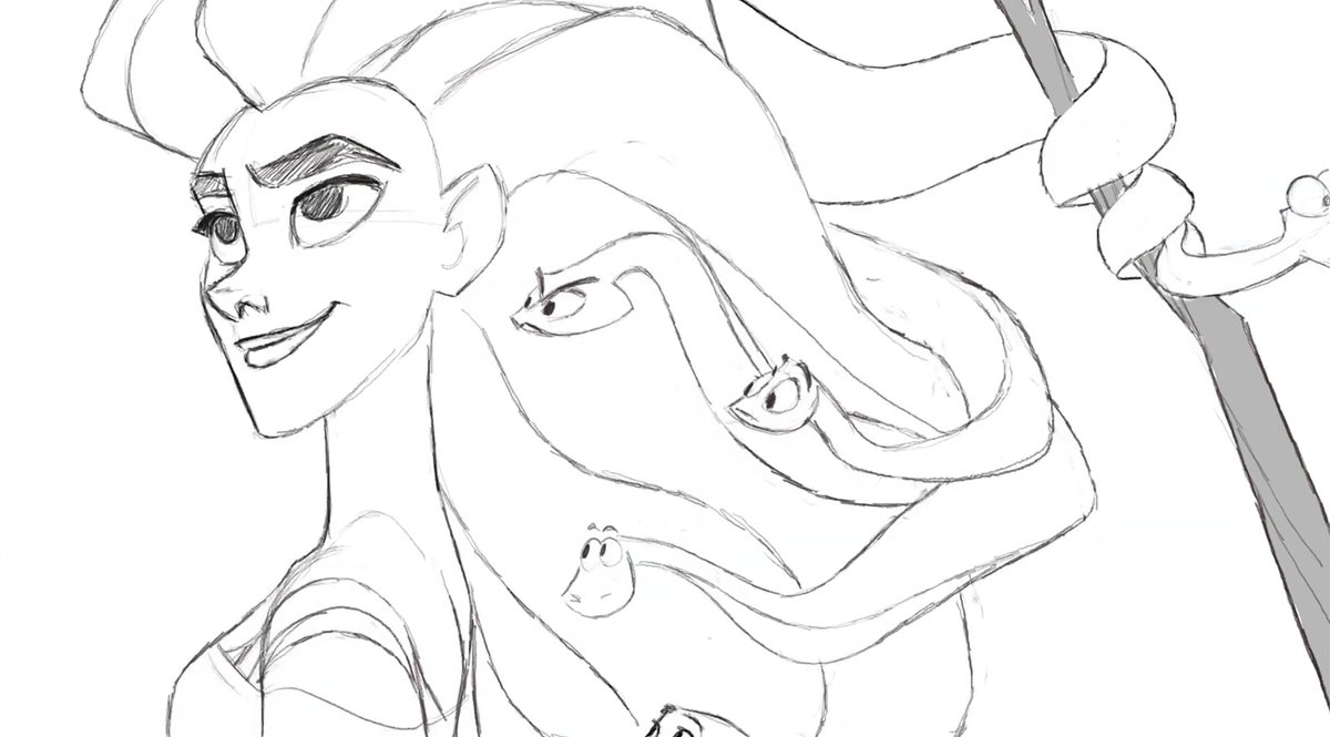 Pencil test by veteran animator James Baxter for Sony Pictures Animation's canceled "Medusa" animated feature film.