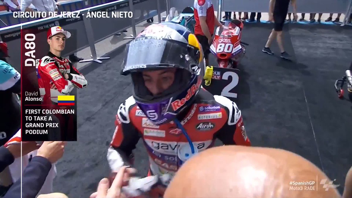 History made ✅ David Alonso is the first Colombian rider to take a GP podium! 🇨🇴 #SpanishGP 🇪🇸