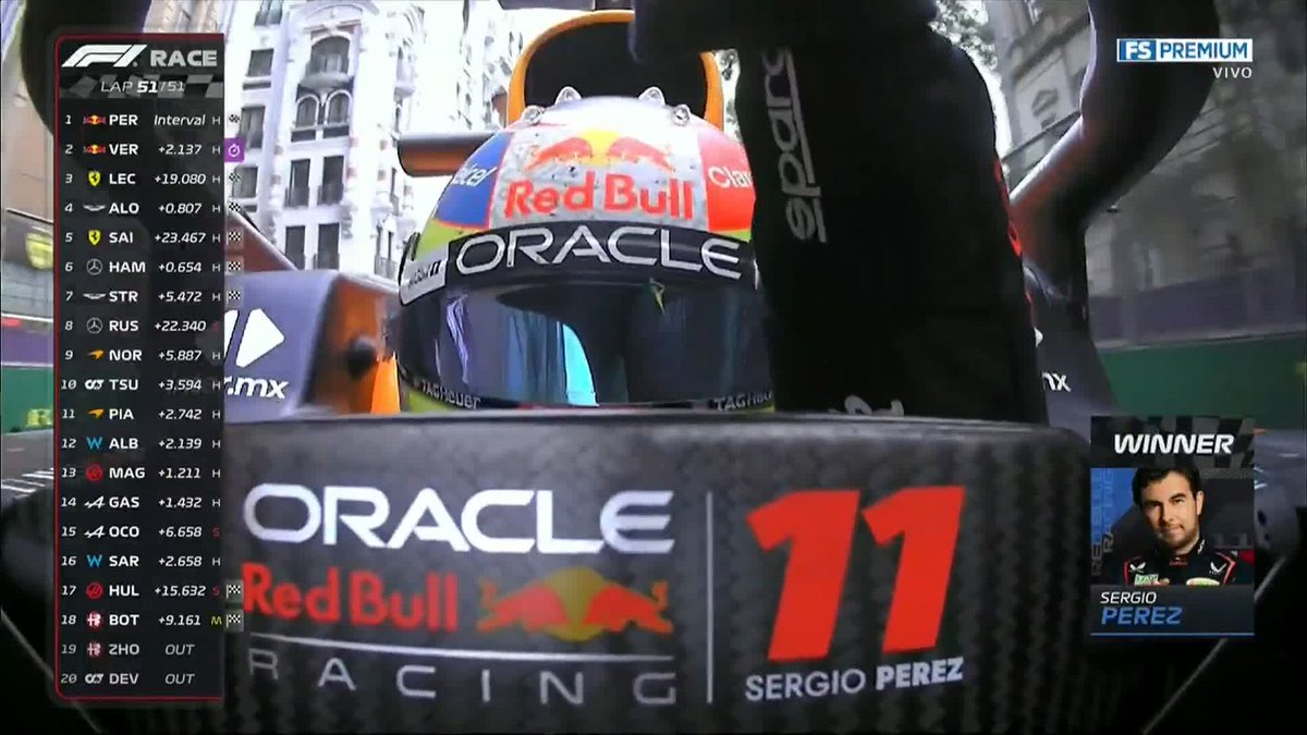 🇲🇽🔥 ¡¡CHECO SE LLEVA EL #AZERBAIJANGP!! Y ES PILOTO DEL DÍA 🥵 ¡El mexicano vuelve a conquistar esta pista! El primero que repite 🤩 ❤ HOY SUENA EL HIMNO NACIONAL MEXICANO EN EL PODIO #F1xFSMX