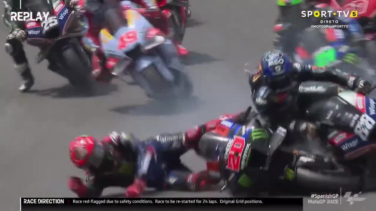 Miguel Oliveira foi abalroado por Quartararo. #SpanishGP