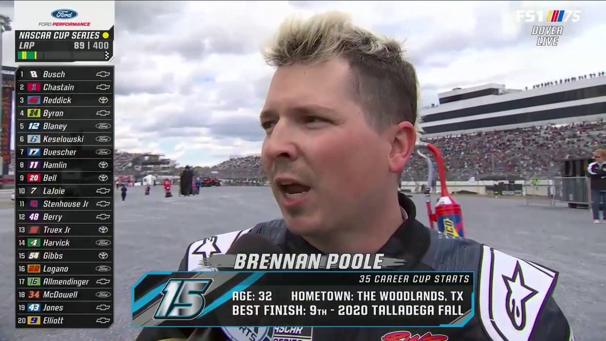 Brennan Poole on Ross Chastain at Dover ... 👀
