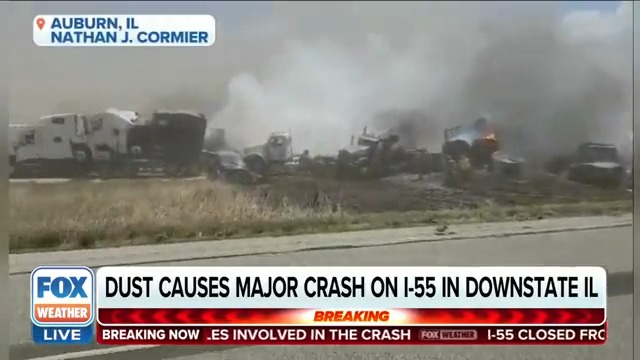 “This is like 1930’s dust bowl.” A dust storm caused a major crash on I-55 south of Springfield, Illinois earlier Monday. Truck driver Nathan Cormier joined FOX Weather to recount his experience during the pile-up. #ILwx Ian Oliver