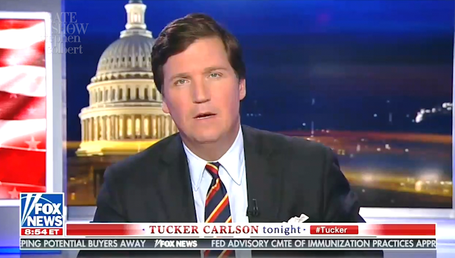 The Late Show provides Tucker Carlson the chance to say goodbye to his viewers. #Colbert