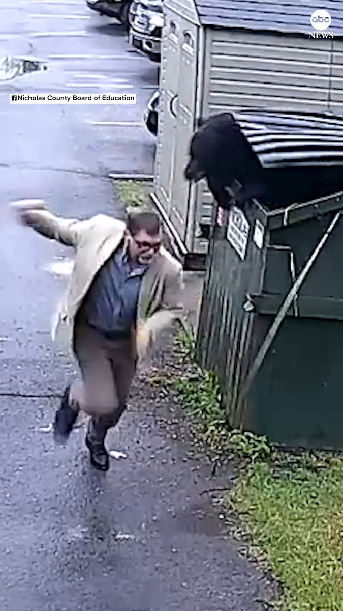 This elementary school principal was making his rounds when he encountered an unexpected campus visitor: a dumpster-diving bear.