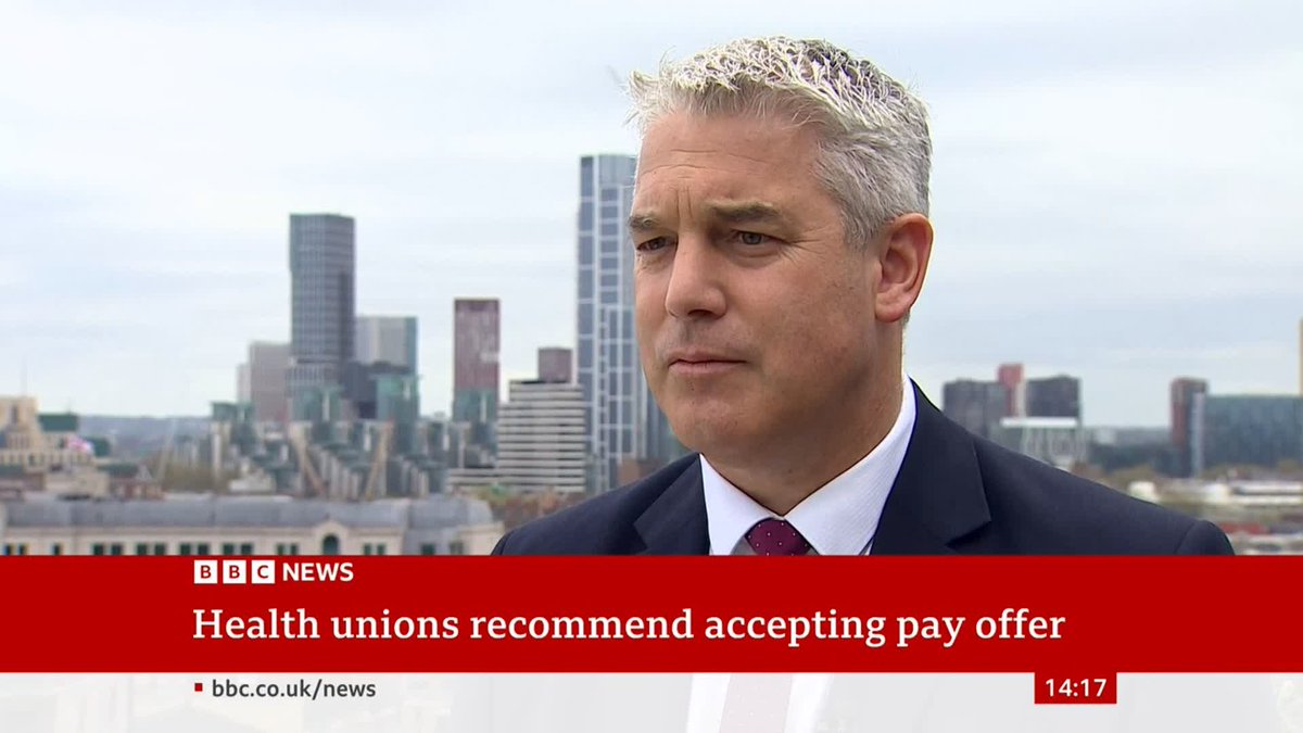 “It is good day for NHS staff, it’s a good day for patients” Health Secretary Steve Barclay says there is an opportunity “for everyone to move forward together” after health unions backed an NHS pay deal for England