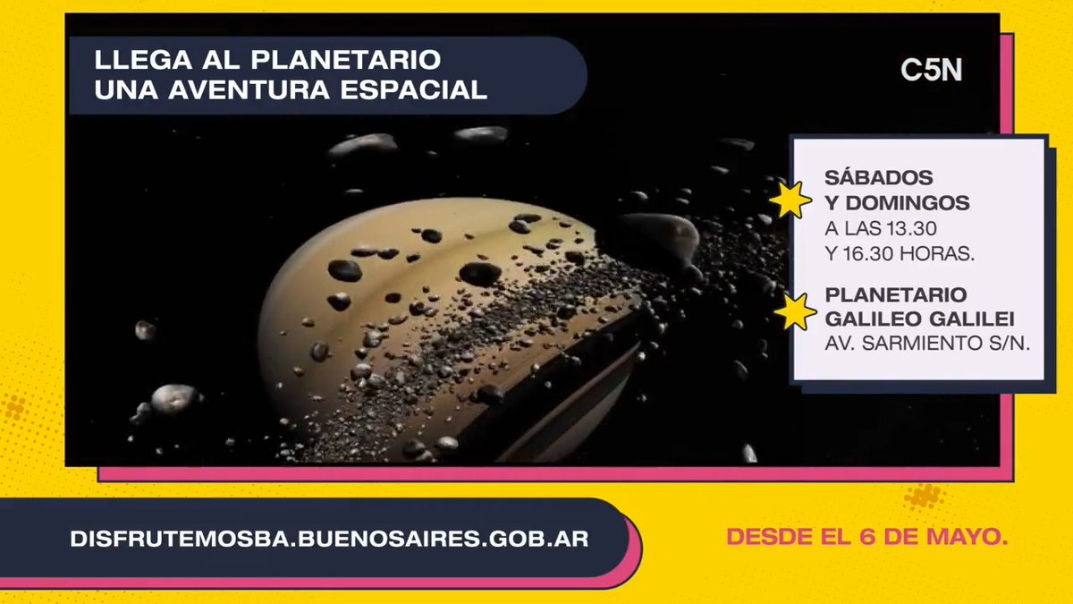 🪐 El Planetario de Buenos Aires Galileo Galilei presenta un nuevo espectáculo para público infantil. 📆 A partir del 6 de mayo. Sábados y domingos, 13.30 y 16.30 hs. 📍 Planetario Galileo Galilei.