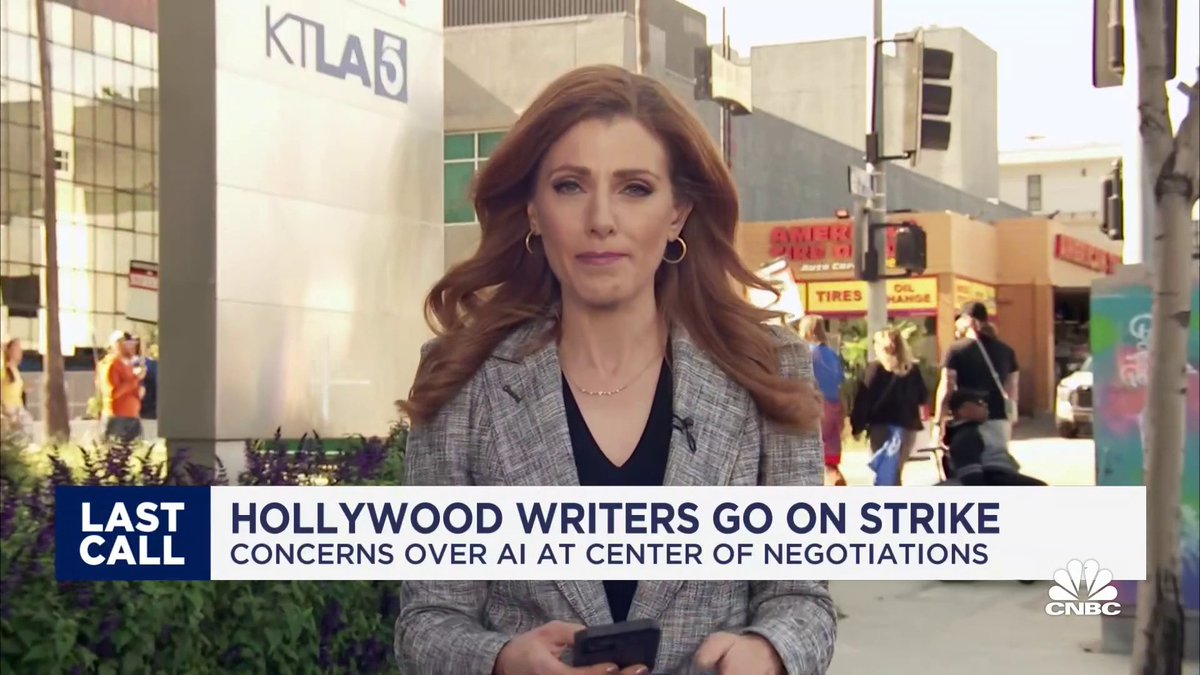 Hollywood screenwriters go on strike after contract negotiations fail. Julia Boorstin reports from one of the picket lines.