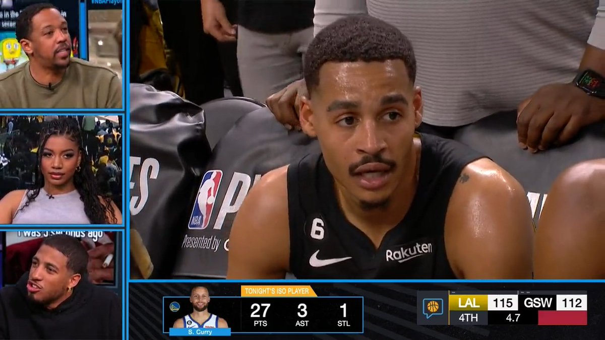 .Tyrese Haliburton: “I’m not mad at that shot… I would have shot that too” Channing Frye: “That’s why you’re here with us" 🤣 The #NBATwitterLive crew reacts to Jordan Poole's missed 3-pointer at end of Lakers-Warriors Game 1