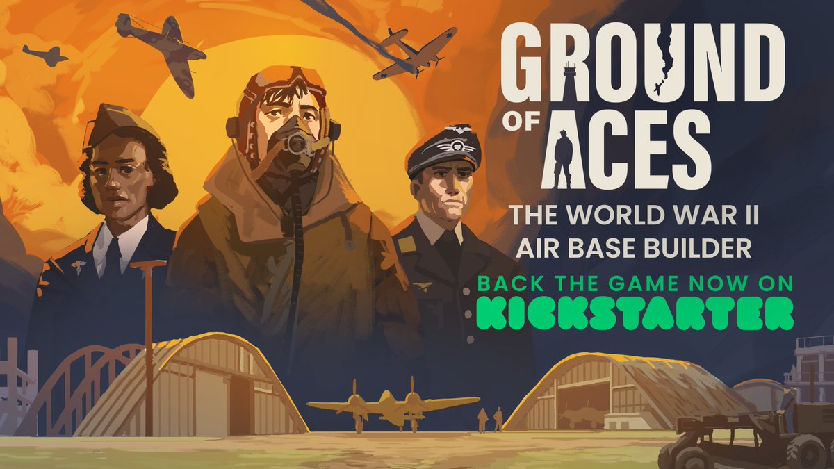 🚨 TRAILER REVEAL &amp; GAME ANNOUNCEMENT 🚨 We are officially revealing our new game: GROUND OF ACES - The World War II #basebuilding game! Watch the full trailer on our Kickstarter. Please share and retweet! Let’s make this happen!