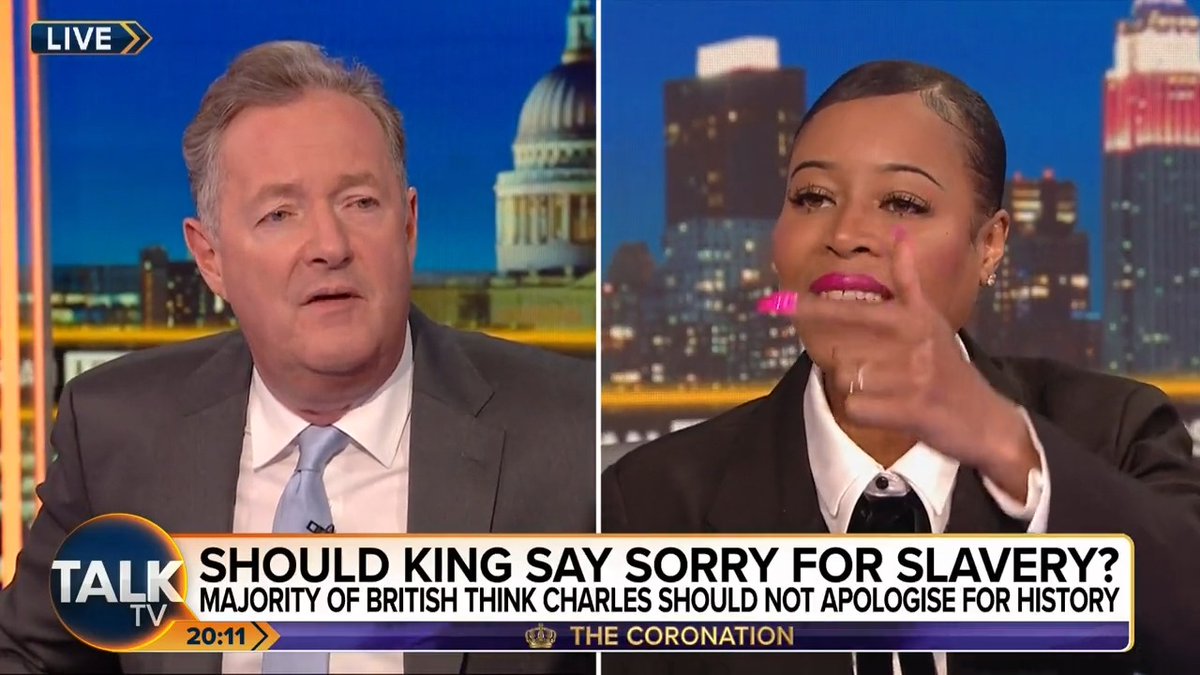 "What's any of that to do with King Charles?" Piers Morgan and Imarn Ayton clash over whether the monarch should apologise for slavery - catch the full debate on our YouTube channel soon: Piers Morgan | Imarn Ayton - Activist and Trainer | #PMU