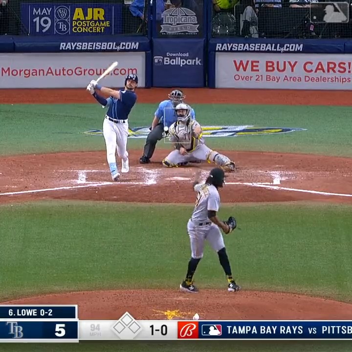 Josh Lowe launched a ball off of himself.