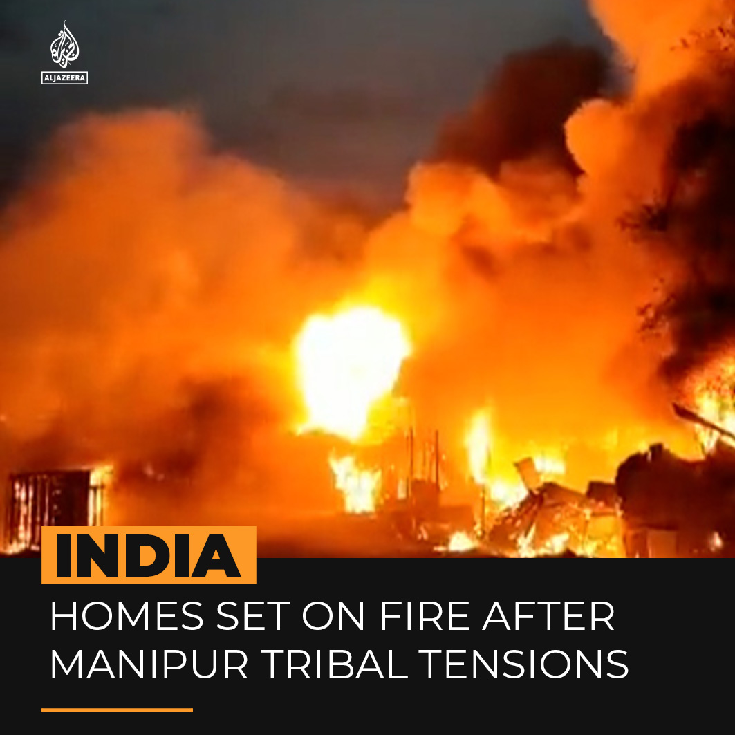 An internet blackout has reportedly been imposed in India’s Manipur state after homes belonging to tribal villagers were set on fire. The violence followed a protest by tribal groups against special status being given to the majority Meitei community in the BJP-ruled state ⤵️