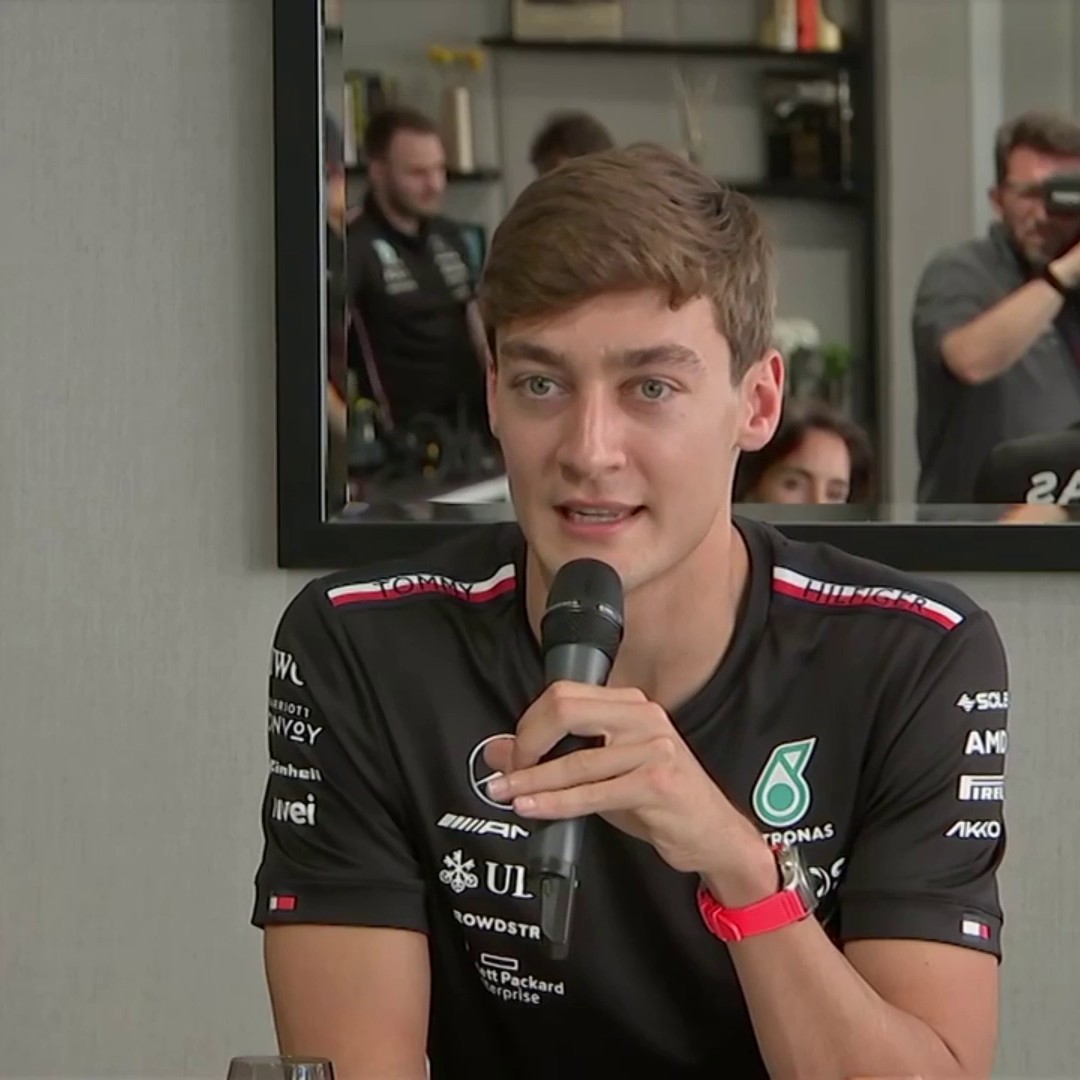 "It's a little bit poor to see how he spat his dummy out" 🍼 George Russell described Max Verstappen's reaction to their contact in Baku as 'pathetic', but feels the two will laugh about it one day 😅