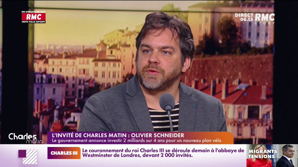 🚲 Olivier Schneider, président de la fédération française des usagers de la bicyclette, s'exprime concernant le plan vélo de 2 milliards d'euros. 🎙 "Il faut une "génération vélo", c'est une question de santé publique." #CharlesMatin