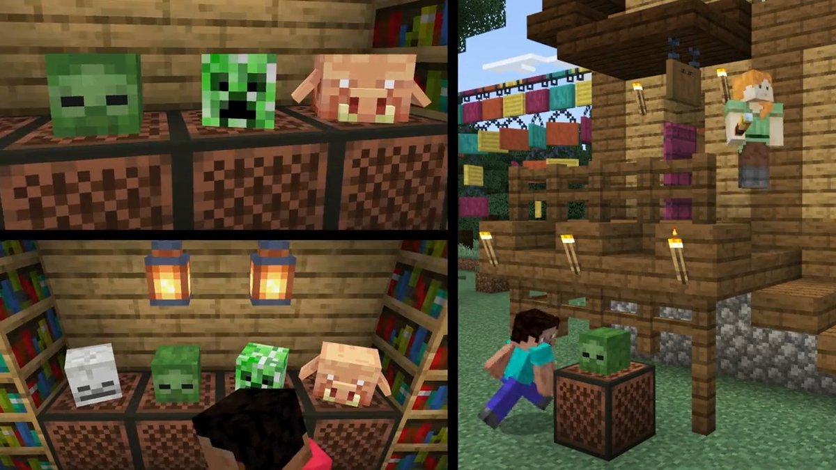 📚 Chiseled bookshelves: Fill your library with stories of your adventures ✏️ Hanging signs: Express yourself in a brand new way 🔊 Playable mob sounds: Prank your friends with mob heads Just three of the features coming with the Trails & Tales update!