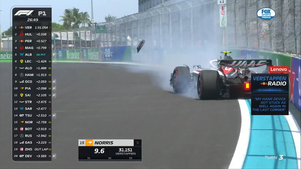 ¡TREMENDO GOLPE AL AUTO DE HULKENBERG! 💥 Hay bandera roja en la P1 del GP de Miami 🚩 incluso hay restos del vehículo en la pista 🤯 #F1xFSMX