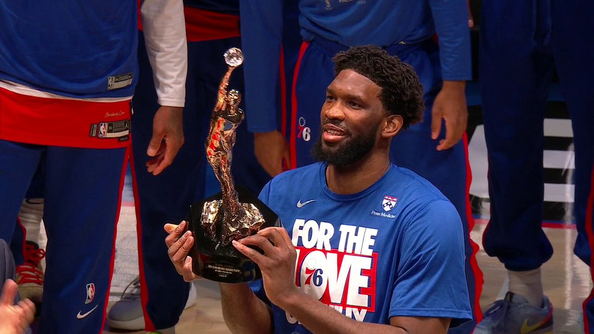 Joel Embiid receives his 2023 MVP award ๐ ๐