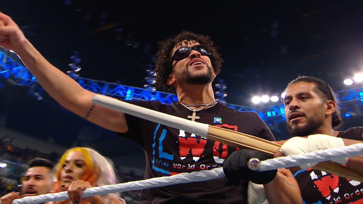 EXCLUSIVE: After dispatching of #TheJudgmentDay, Bad Bunny receives an LWO shirt for his troubles. #SmackDown