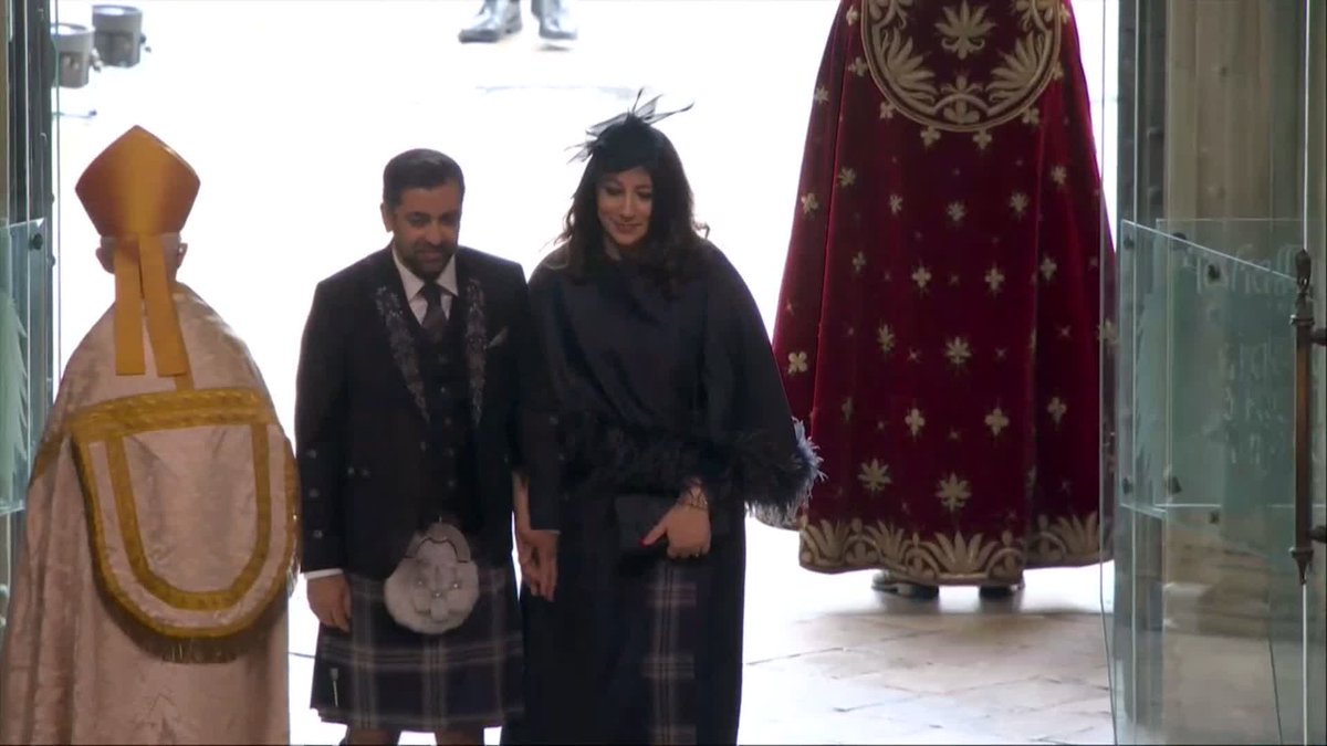 First Minister Humza Yousaf arrives at Westminister Abbey for King Charles' Coronation