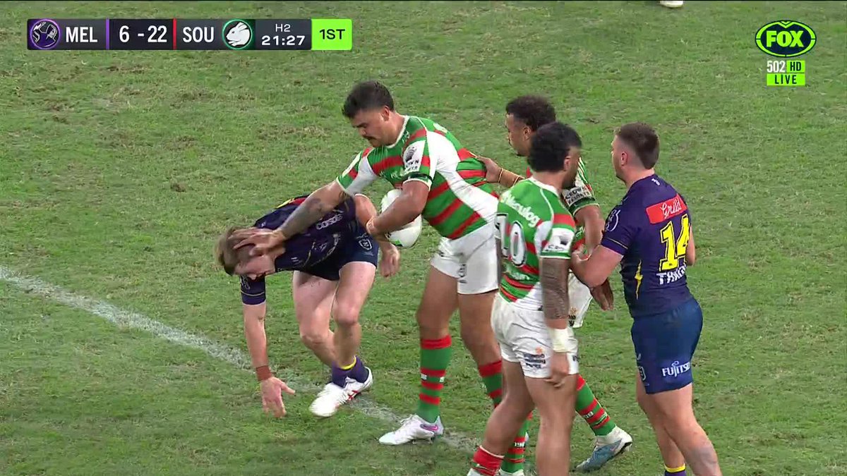 Latrell was not happy with this tackle from Harry Grant! 😡 📺Watch #NRLStormSouths on ch.502 or stream on Kayo: ✍️ BLOG: 🔢 MATCH CENTRE: