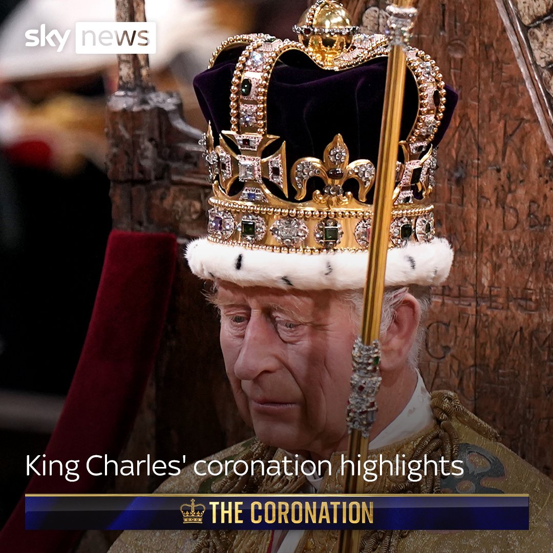 Highlights of the coronation of King Charles 👑 The King has been crowned at Westminster Abbey. The Archbishop of Canterbury placed the 360-year-old St Edward's Crown on the monarch's head before proclaiming: 'God save the King!' #Coronation: