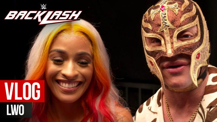 .ZV and her hero ♛Rey Mysterio❔ attend the #WWEBacklash Press Conference on May 5, and Mysterio says Vega will stun RheaRipley_WWE.