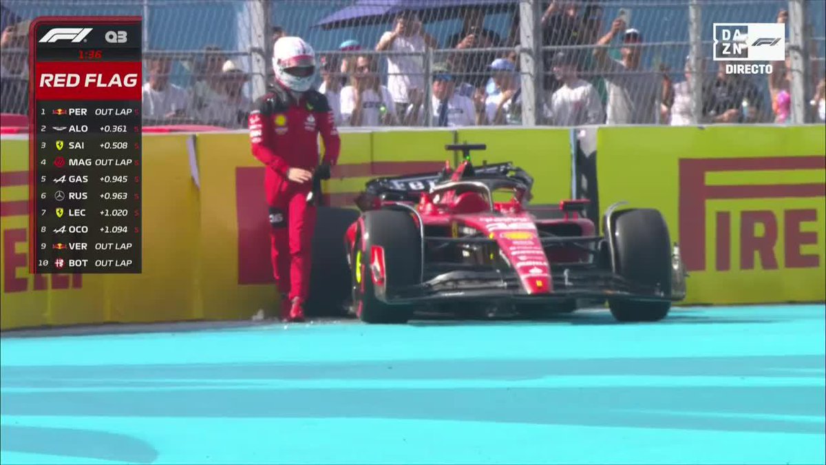 🎶🎵 EL MUNDO SE ESTÁ SUMANDOOOOO A LA FIESTA DE LOS LATINOOOOOOOS! 🎶🎵 ¡¡ALONSO SEGUNDO, SAINZ TERCERO y CHECO POLE tras el caos generado por el accidente de Leclerc!!! 🇪🇸🇲🇽 ¡SE HA FORMADO LA GOZADERA! #MiamiDAZNF1🇺🇸