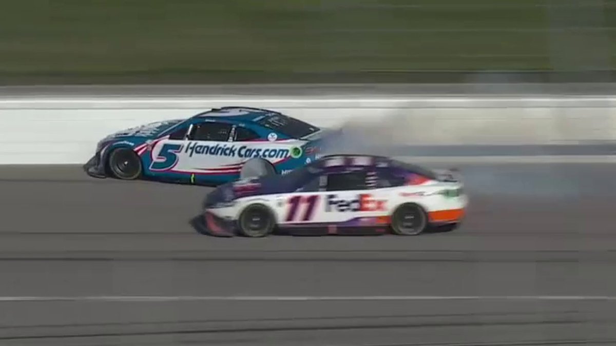 DENNY HAMLIN WINS AT KANSAS AFTER AN EPIC BATTLE WITH KYLE LARSON!