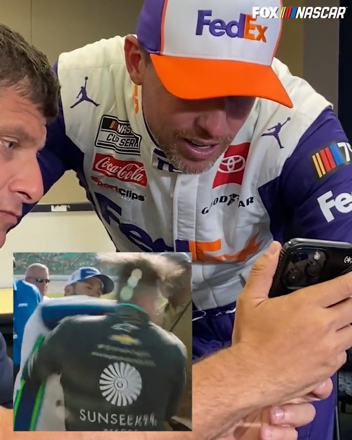 Showing Kansas winner Denny Hamlin the Ross Chastain - Noah Gragson fight.