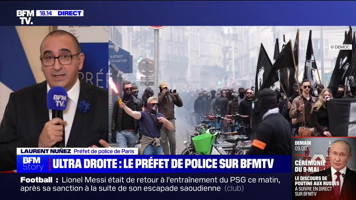 💬 "Cette commémoration n'a jamais entraîné de troubles à l'ordre public, c'est pour ça que j'ai pris cette décision de ne pas l'interdire" Laurent Nuñez, préfet de police de Paris, réagit à la manifestation de l'ultradroite qui a eu lieu à Paris ce samedi