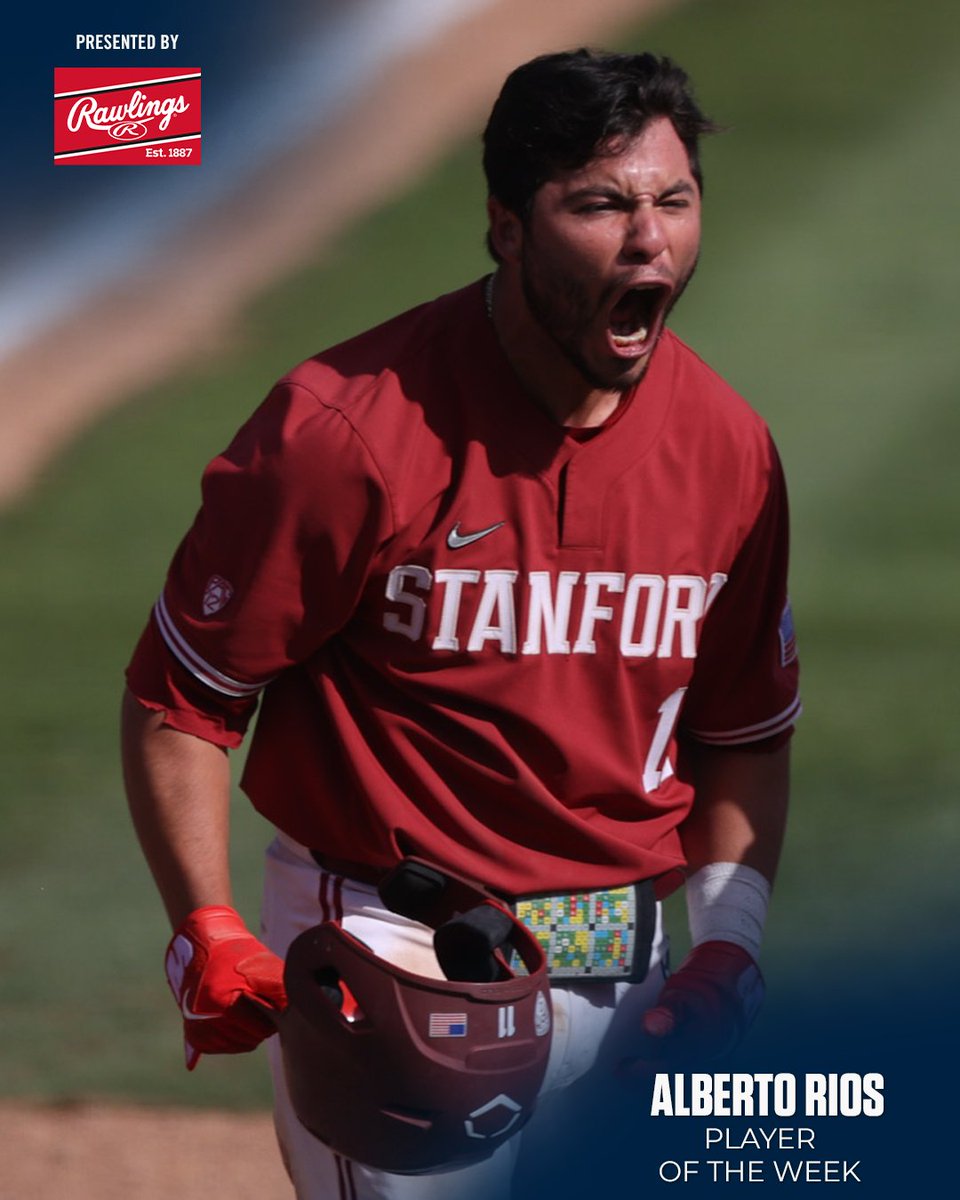 #Pac12BSB Player of the Week: Alberto Rios, Stanford Baseball 🌲 Full release ➡️ #GoStanford | Rawlings Baseball