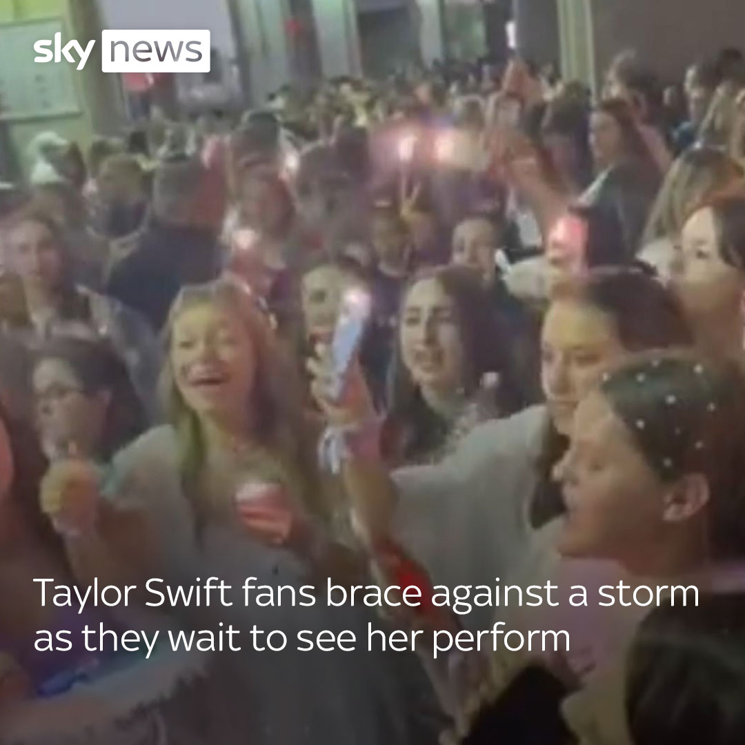 ⛈️ A storm has delayed a Taylor Swift concert in Nashville, Tennessee, forcing fans to take shelter from the rain and lightning. Attendees sang songs as they waited for the go-ahead to take their seats. Latest entertainment news:
