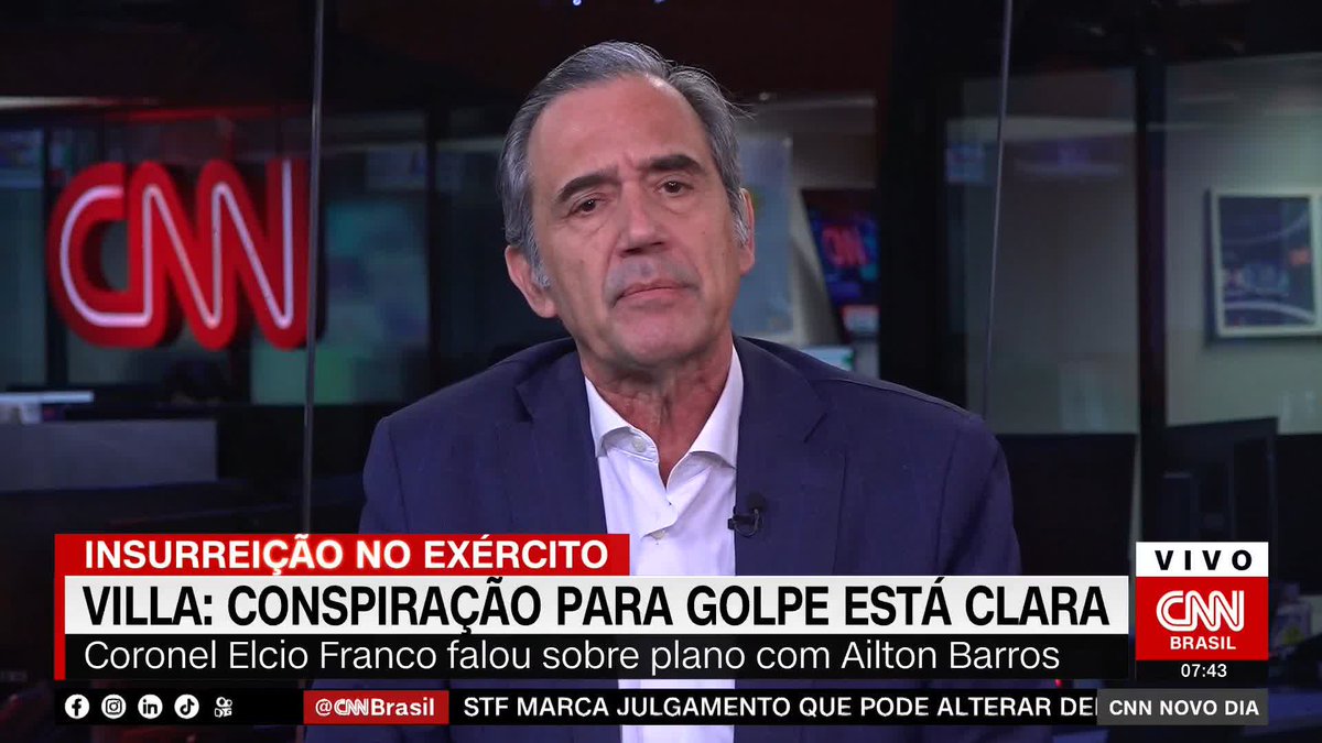 Comentarista da CNN Marco Antonio Villa disse que Jair Bolsonaro (PL) precisa ser preso preventivamente no âmbito das investigações sobre a articulação de um golpe de Estado por membros do governo. Villa justifica que, em liberdade, o Bolsonaro poderia destruir provas #CNNNovoDia