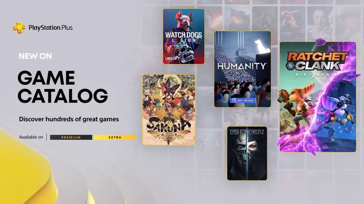 The PlayStation Plus Game Catalog for May includes: ➕ Ratchet &amp; Clank: Rift Apart ➕ Humanity ➕ Watch Dogs: Legion ➕ Dishonored 2 … and more. The full lineup: